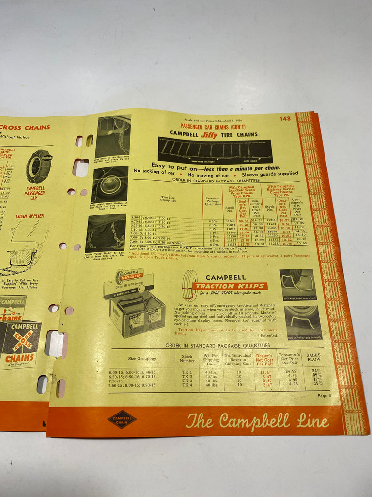 1956 Campbell Tire Chains and Accessories catalog Andrew's Automotive