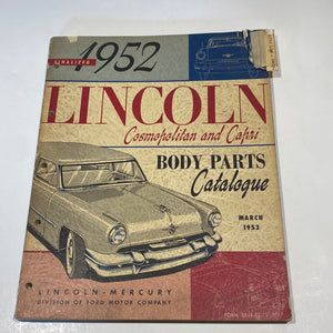 1952 Lincoln Cosmopolitan Capri Body Parts Catalog