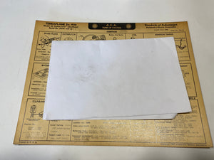 1936 Terraplane Six Model 62 Custom 115” AEA tune up system card