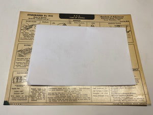 1935 Studebaker Six Model 1A Dictator AEA Tune Up System card