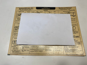 1935 Studebaker Eight Model Commander 120” AEA Tune Up System card