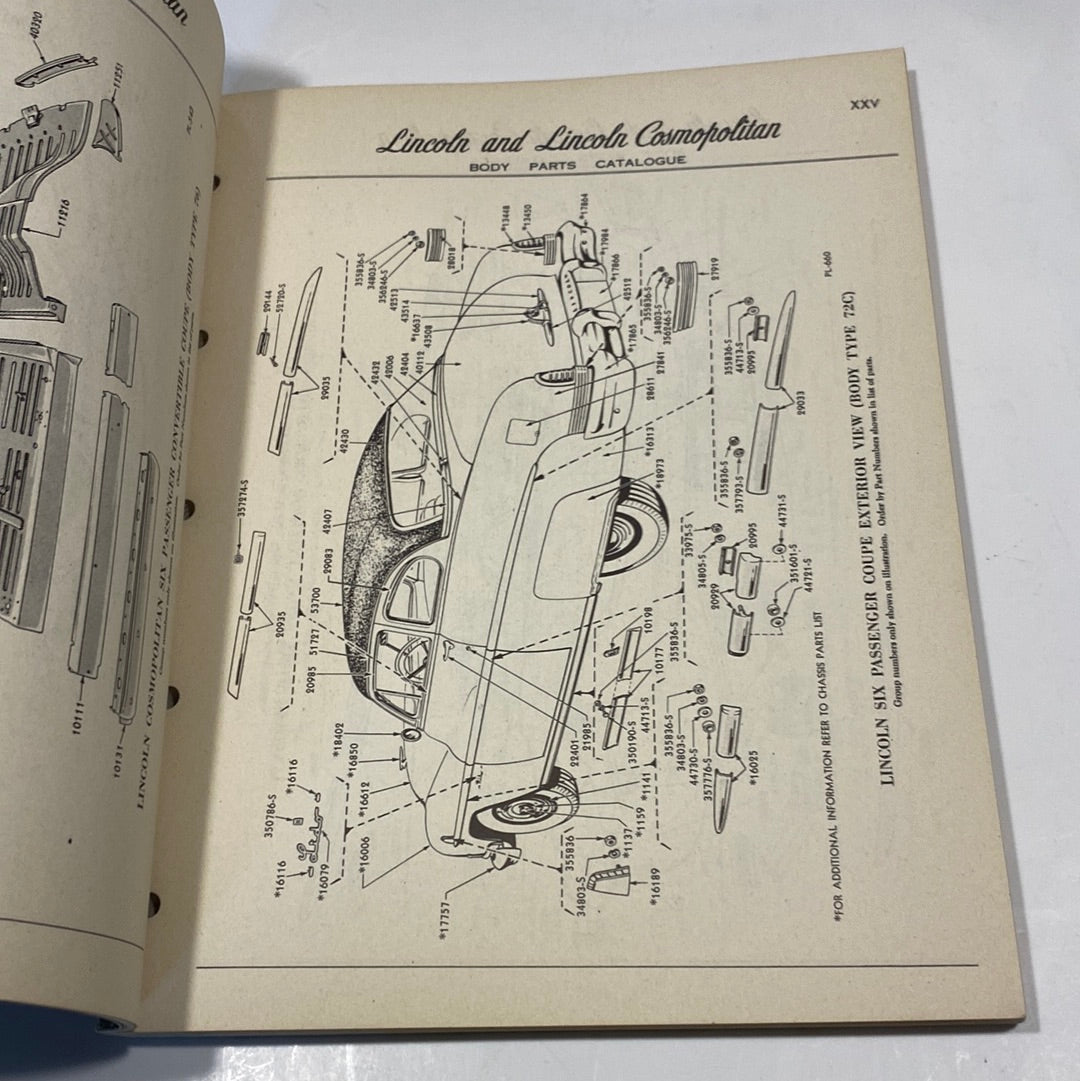 1951 Lincoln and Cosmopolitan Body Parts Catalog Andrew's Automotive
