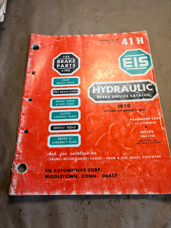 1970 The Brake Parts Line Hydraulic Brake Service Catalog