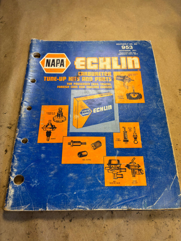 1971 NAPA Echlin Carburetor Tune Up Kits and Parts catalog