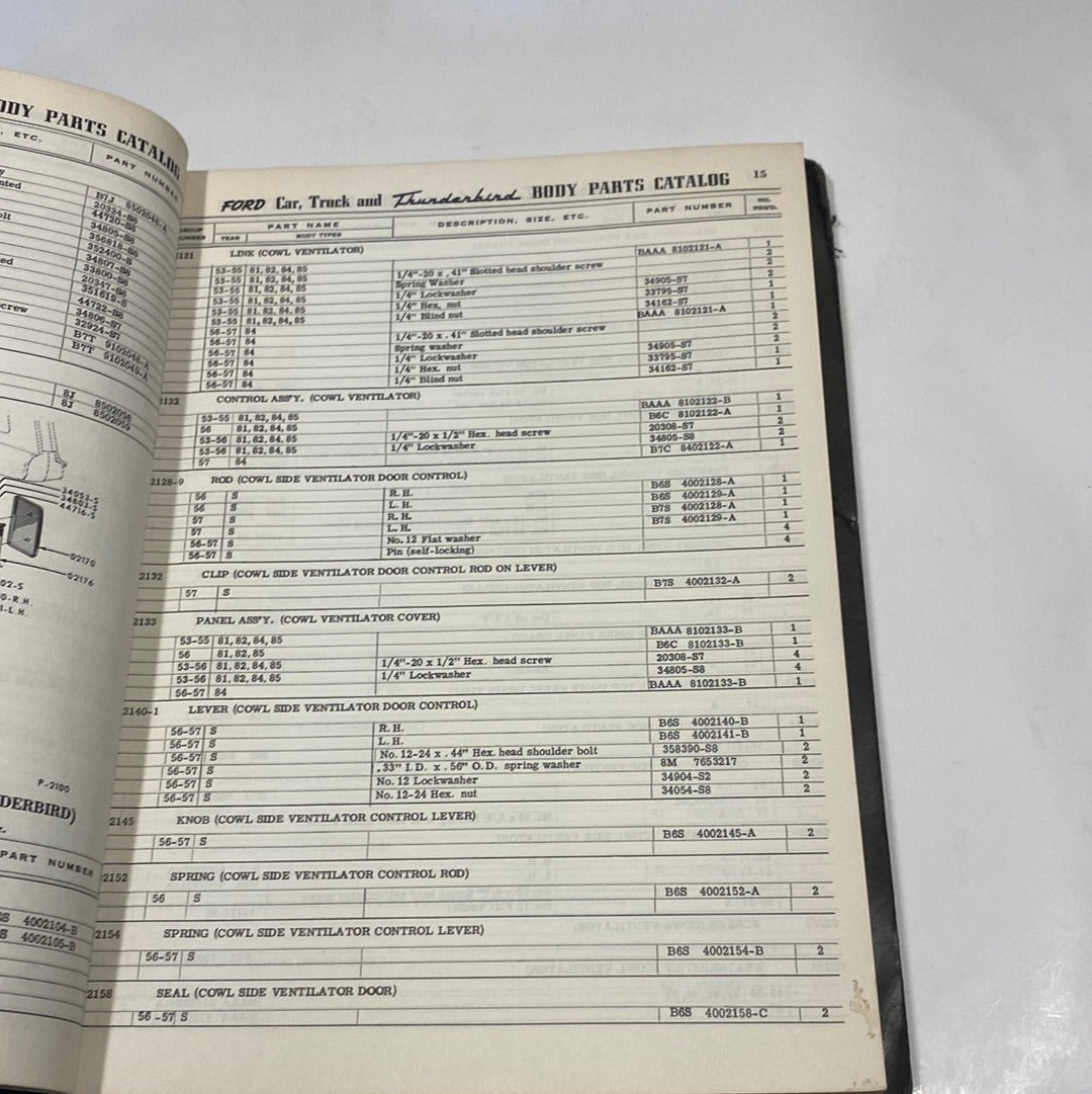 19531957 Ford Passenger Thunderbird Truck Body Parts Catalog Andrew