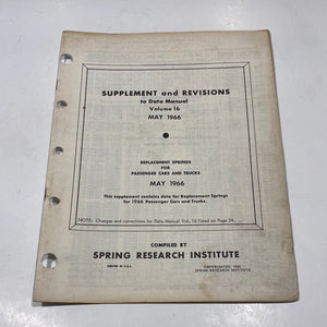 1966 Spring Research Institute Data Manual Supplement replacement spring catalog