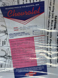 1957 Chevrolet dealer options window sticker and jacking instructions