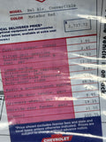 1957 Chevrolet dealer options window sticker and jacking instructions