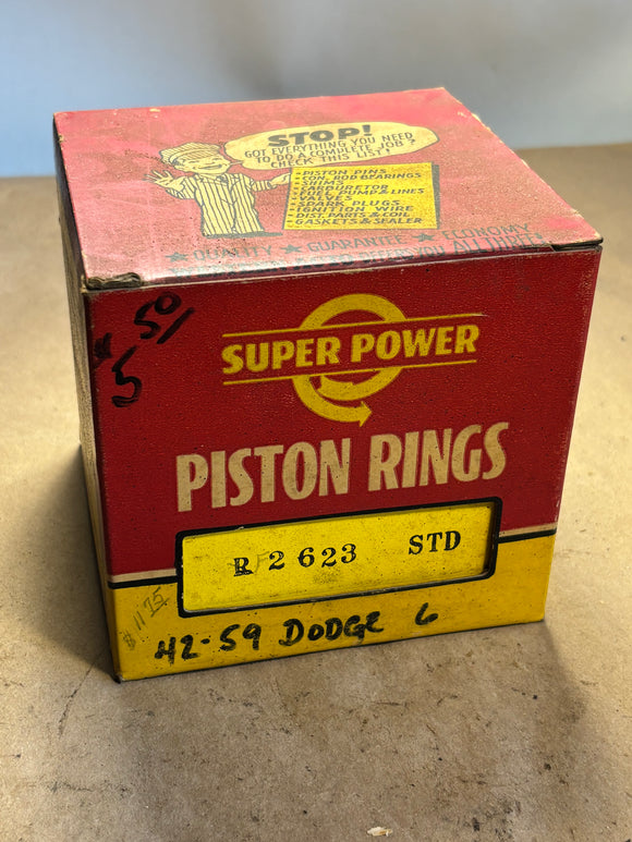 1942-1959 Dodge 6 piston rings set STD R-2623 NORS