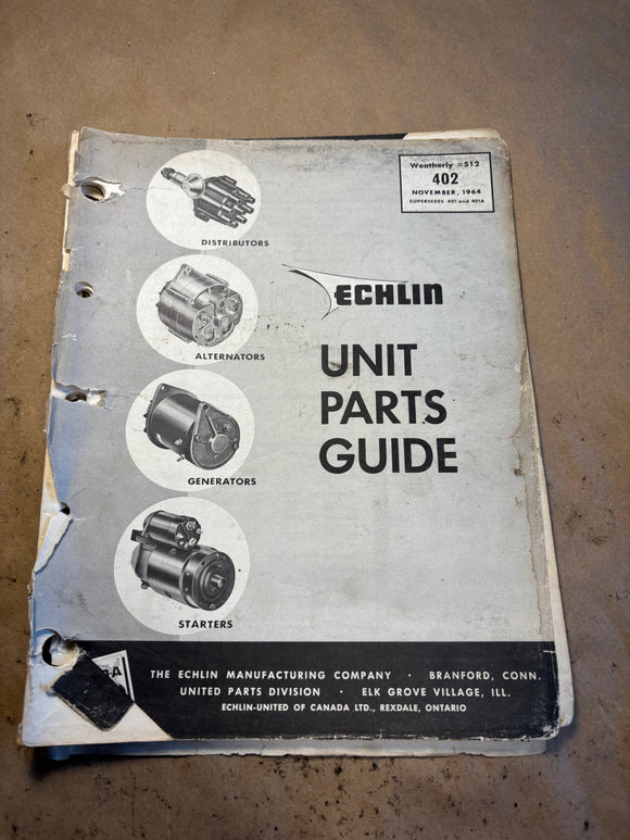 1964 Echlin Unit Parts Guide distributors alternators starters generators