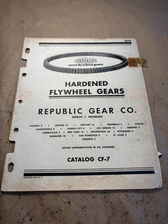 1942 Republic Gear Company Hardened Flywheel Gears catalog