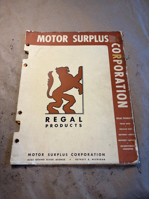 1945 Motor Surplus Corporation Regal Products catalog