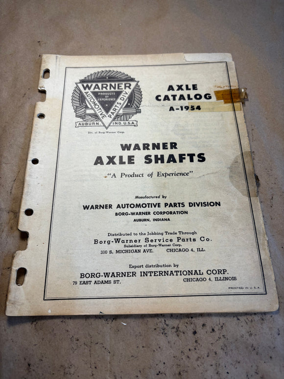 1954 Warner Axle Shafts catalog A-1954