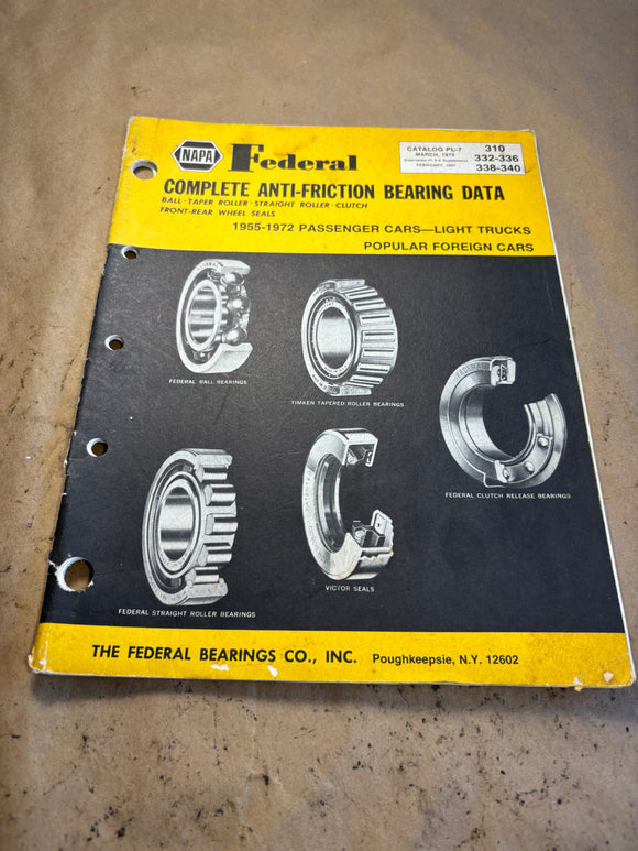 1955-1972 Federal Bearings catalog cars trucks imports