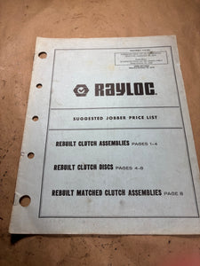 1970 Rayloc Clutch Parts jobber price list 078-080