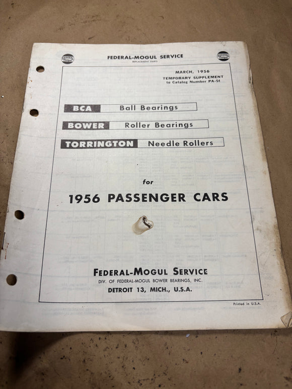 1956 Federal Mogul BCA BOWER TORRINGTON Bearings catalog