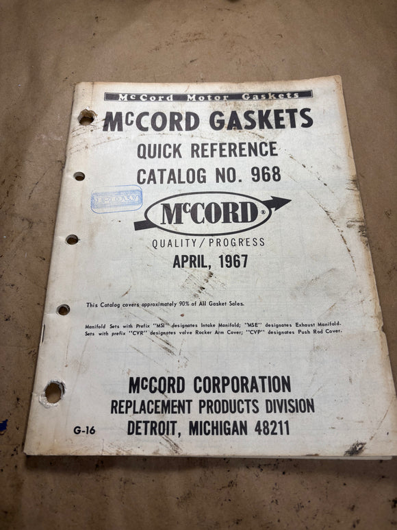 1967 McCord Gaskets Quick Reference Catalog 1955-1967
