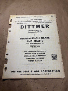 1954 Dittmer Transmission Gears and Shafts Small Parts catalog supplement