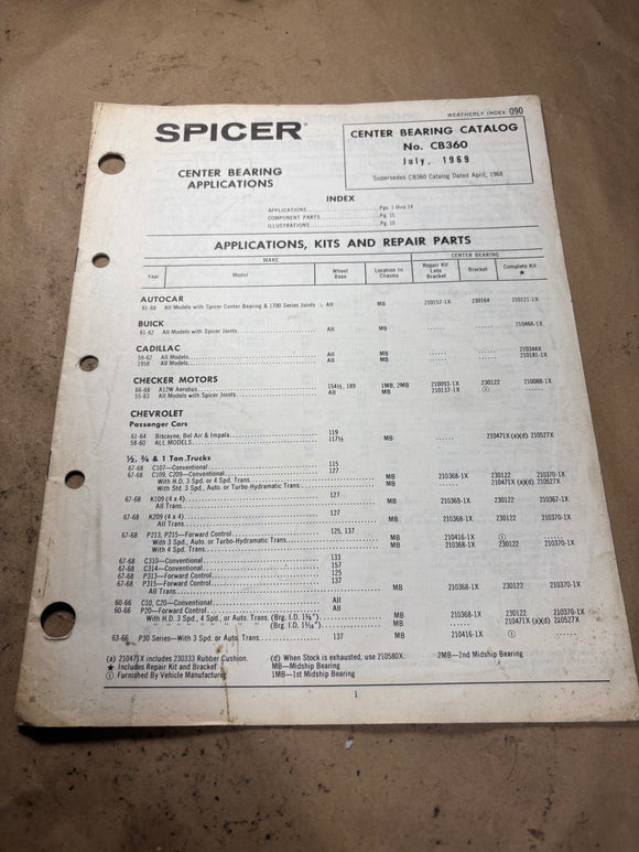 1969 Spicer Bearings Applications Catalog 1955-1969