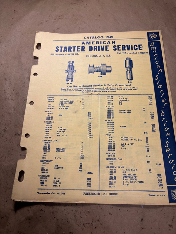 1949 American Starter Drive Service catalog 1929-1949