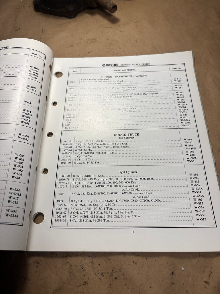 1971 Rayloc Rebuilt Water Pumps catalog 1939-1971 Weatherly 432 W571 ...