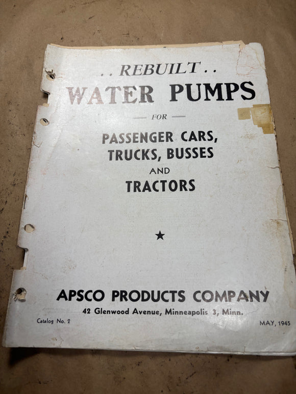 1945 APSCO Products Rebuilt Water Pumps catalog 1929-1945