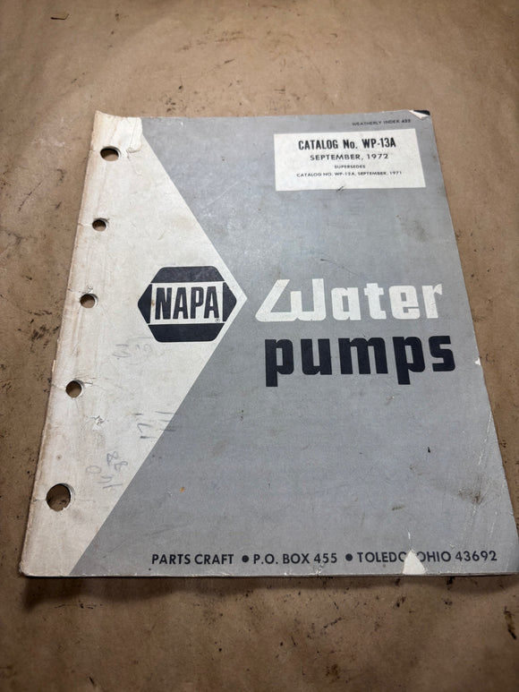 1972 NAPA Water Pumps catalog WP-13A Weatherly 432