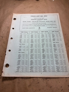 1968 Sealed Power Individually Engineered Piston Ring Sets Price List