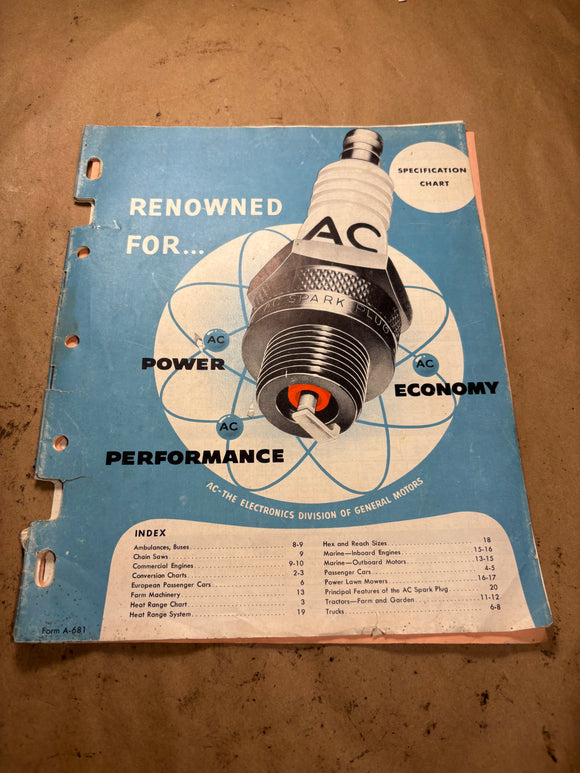 1956 GM AC Spark Plugs Specification Chart Catalog