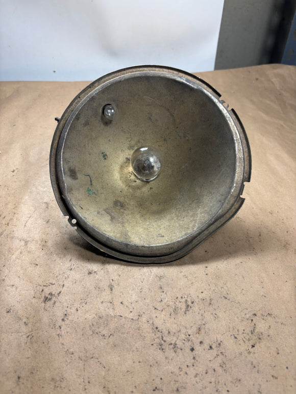 1930s Chevrolet brass antique car headlight 7” reflector and bulb socket