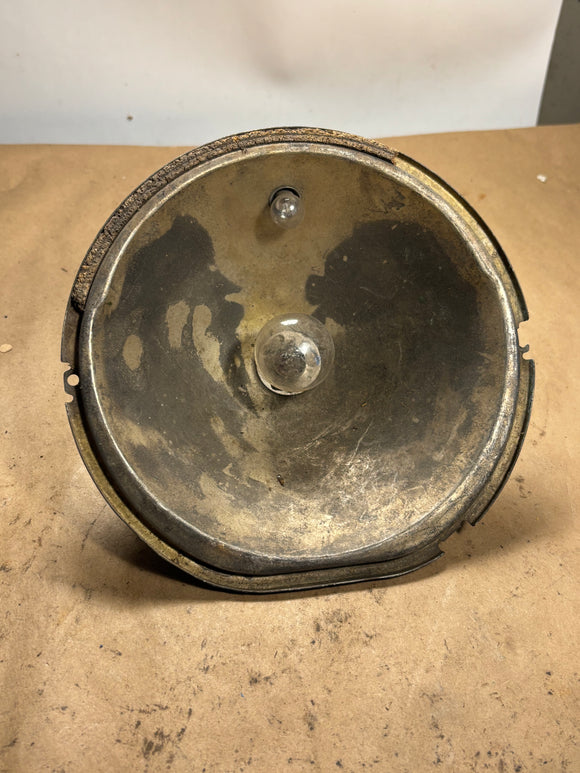 1930s Chevrolet brass antique car headlight 7” reflector and bulb socket