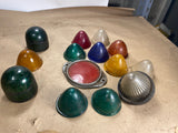 Vintage amber cobalt green white signal light lenses lot of 14