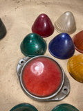 Vintage amber cobalt green white signal light lenses lot of 14