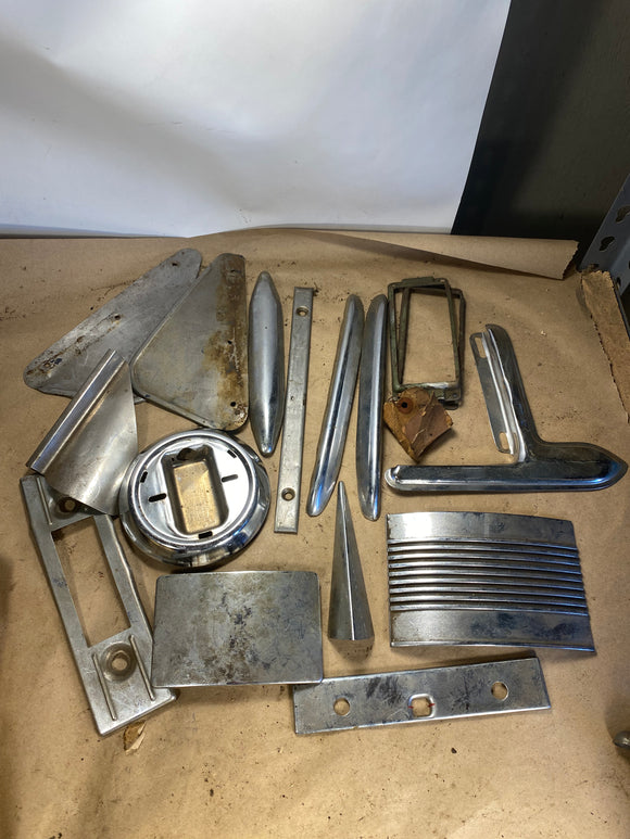 1946-1948 Plymouth interior exterior stainless trim pieces lot of 16