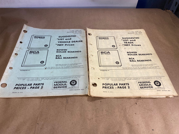 1968 Bower BCA BEARINGS List and Trade Net Prices catalogs