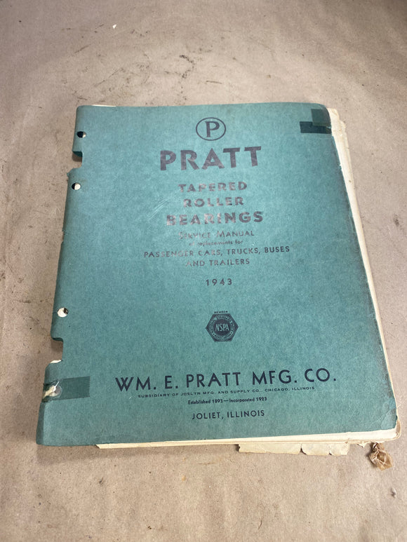 1943 Pratt Tapered Roller Bearings service replacement catalog