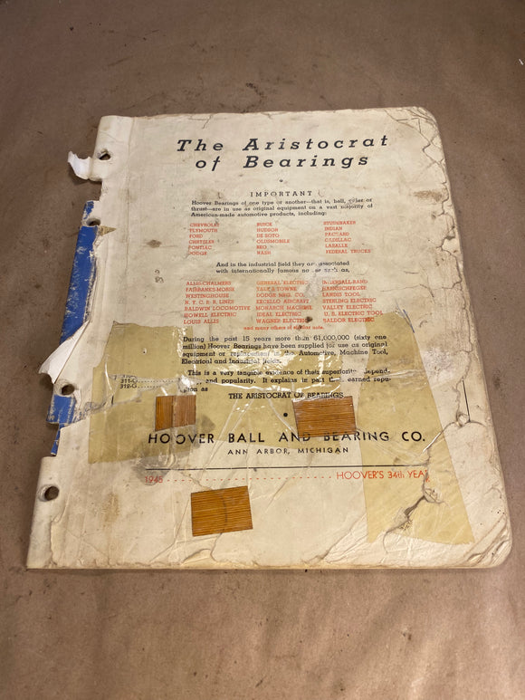 1945 Hoover Ball and Bearing Company applications catalog