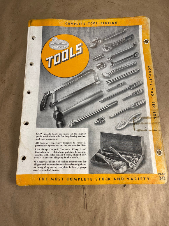 1940s Lion Automotive Tool Catalog counter book pages