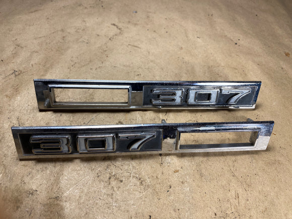 1969 Chevelle 307 front fender badge and light bezel Pair LH RH