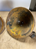 Vintage 1920s 1930s auto headlight housing and brass reflector 6 1/2”