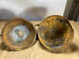 Vintage 1920s 1930s auto headlight housing and brass reflector 6 1/2”