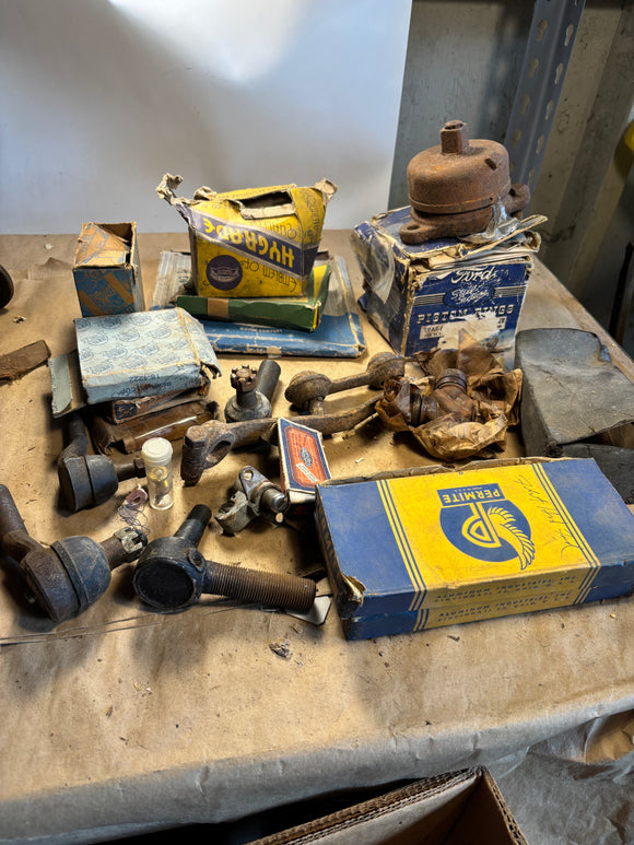 Vintage 1930s 1940s 1950s auto parts lot Ford GM Chrysler steering engine drivetrain