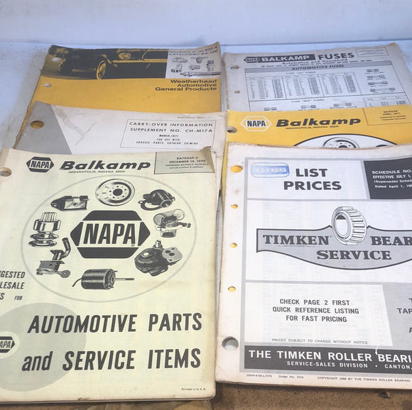 1970s NAPA Balkamp auto parts catalogs x6