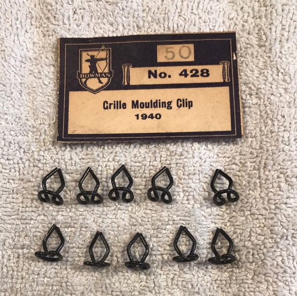 1940 Ford grille moulding retainer clip x10