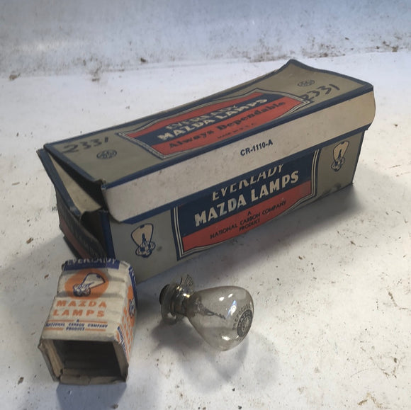 Vintage Mazda 2331 1930s 6V-8V auto bulbs box of 10 Eveready
