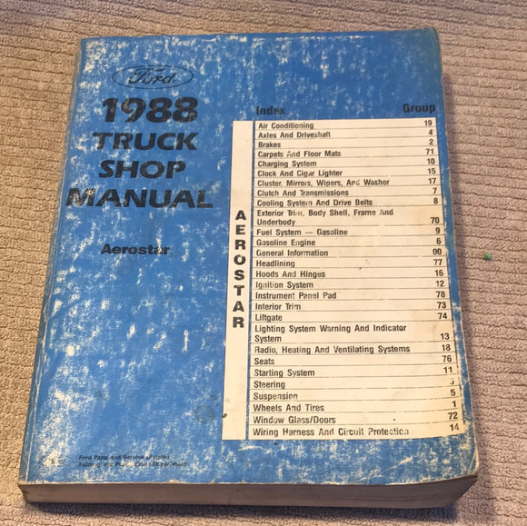 1988 Ford Truck Shop Manual Aerostar