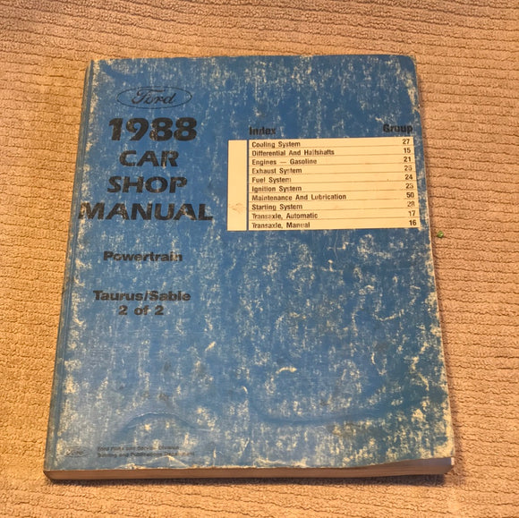 1988 Ford Car Shop Manual Powertrain Taurus Sable