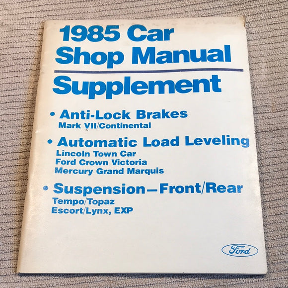 1985 Car Shop Manual Supplement Antilock Brakes Load Leveling Suspension