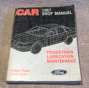 1987 Ford Car Tempo Escort Shop Manual Powertrain Lubrication Maintenance