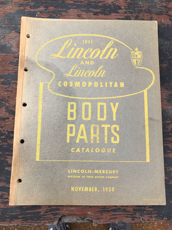 1951 Lincoln and Cosmopolitan body parts catalog Nov 1950